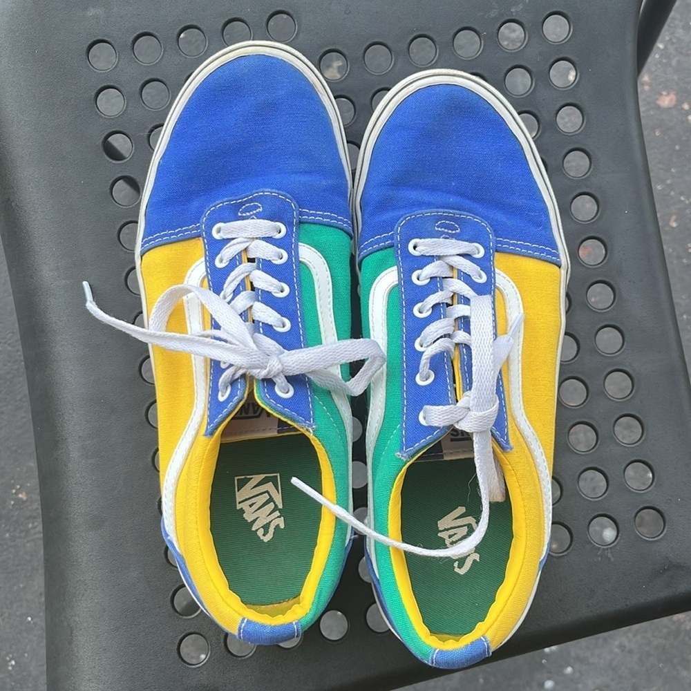 VANS Classic Colorblock Blue Yellow Skate Shoes Youth Size 7 - Picture 6 of 9